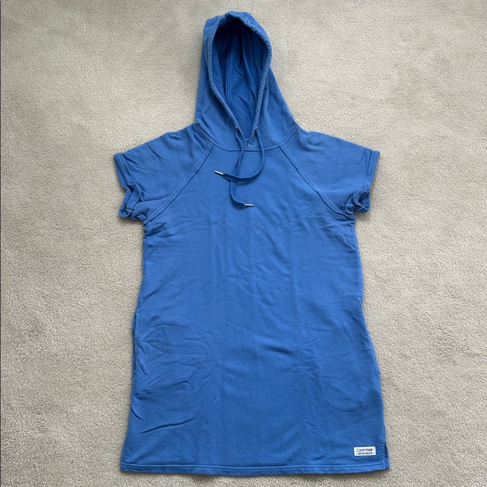 Calvin Klein Performance Blue Hooded Dress - 100% Cotton